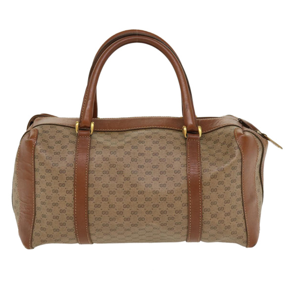 GUCCI Micro GG Canvas Boston Bag PVC Leather Beige Auth fm2107 - Picture 2 of 10